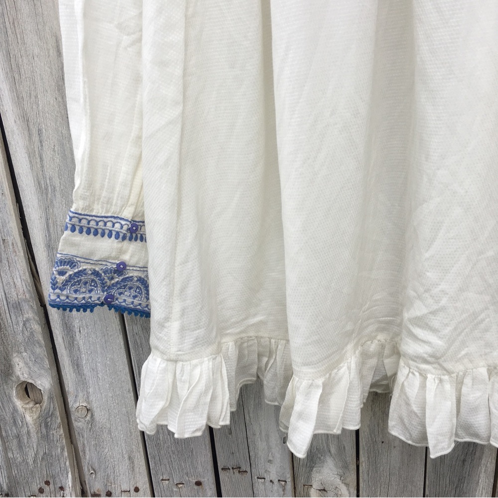 NWT Free People Erin Embroidered Mini Dress Cotton Viscose Ivory Combo L - Picture 13 of 16